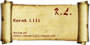 Kerek Lili névjegykártya
